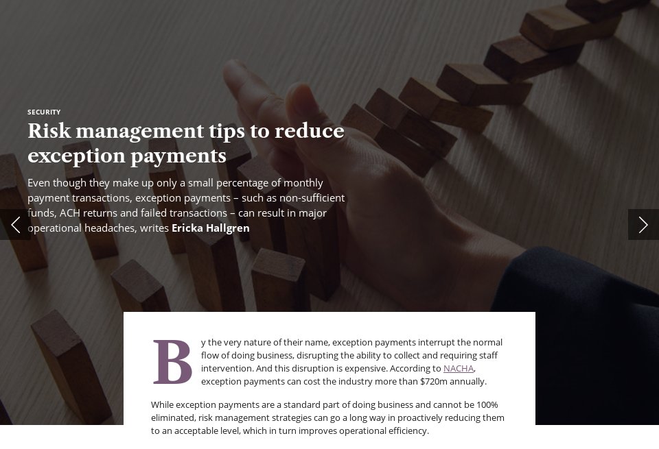 Risk management tips to reduce exception payments EPI Subscriber